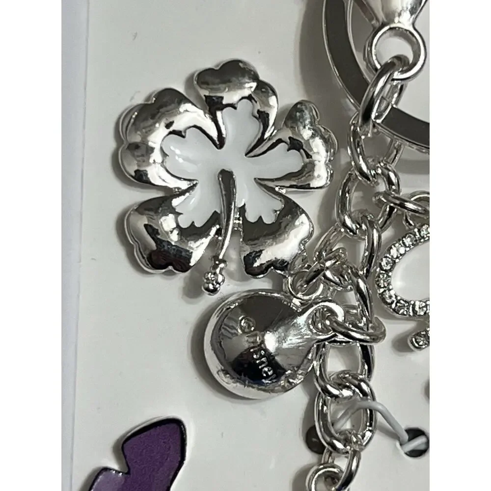 NEW🌺Disney x Lilo & Stitch Ohana Crystal Bling Bag Charm🛸Hawaii Keyring💎Gift